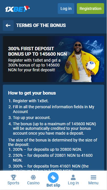 1xbet welcome bonus in the sports category