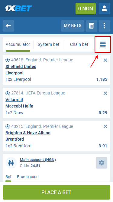 Betting options on 1xbet