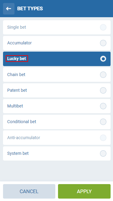 Lucky bet in 1xBet