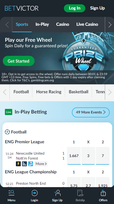 BetVictor mobile version