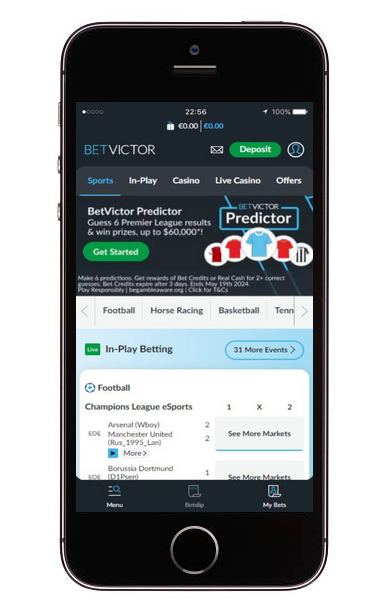 BetVictor mobile app on iOS