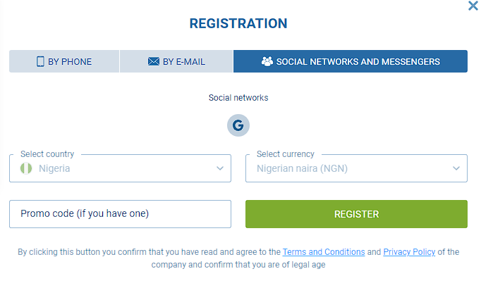 Registration by social networks