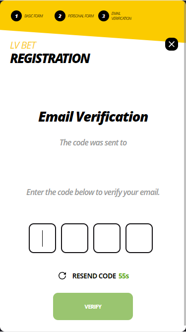 Registration in LV Bet. E-mail Verification