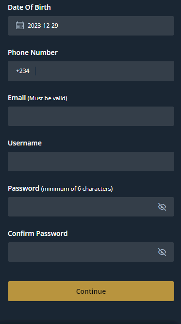 Betfarm registration form