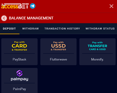 How to top up on AccessBet?