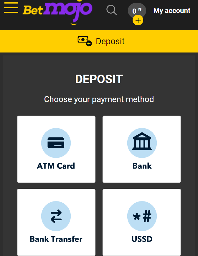 Deposit Betmojo