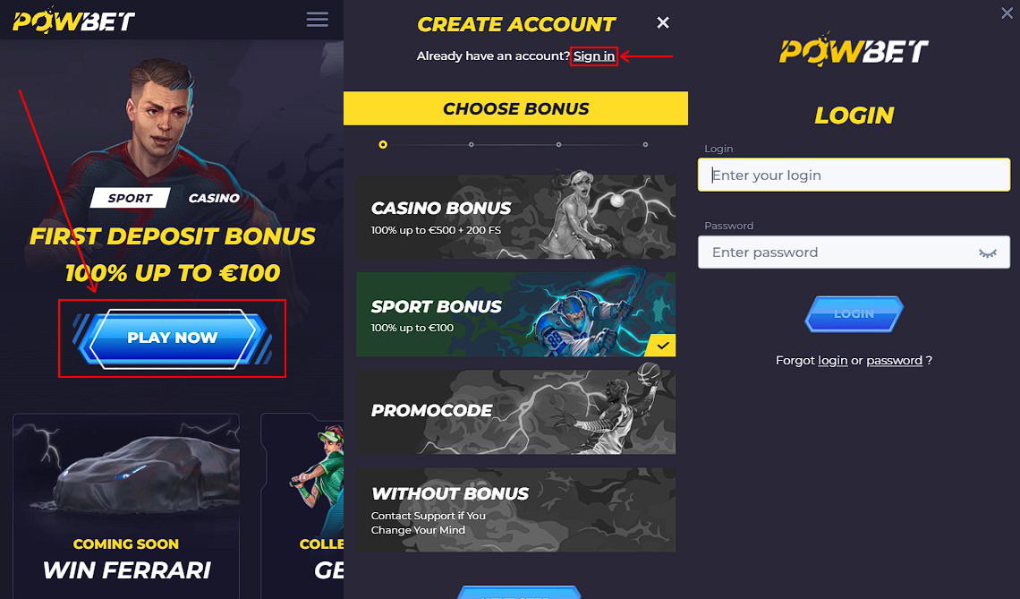 Login on Powbet