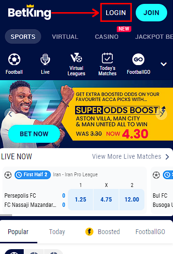 Login into BetKing