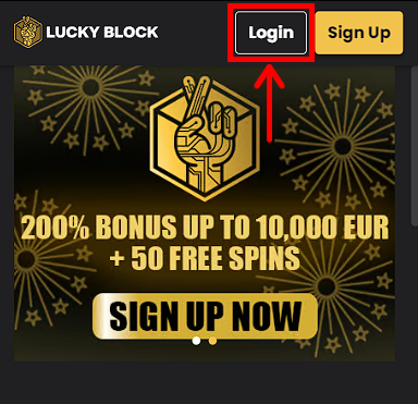 Sign in on Lucky Block