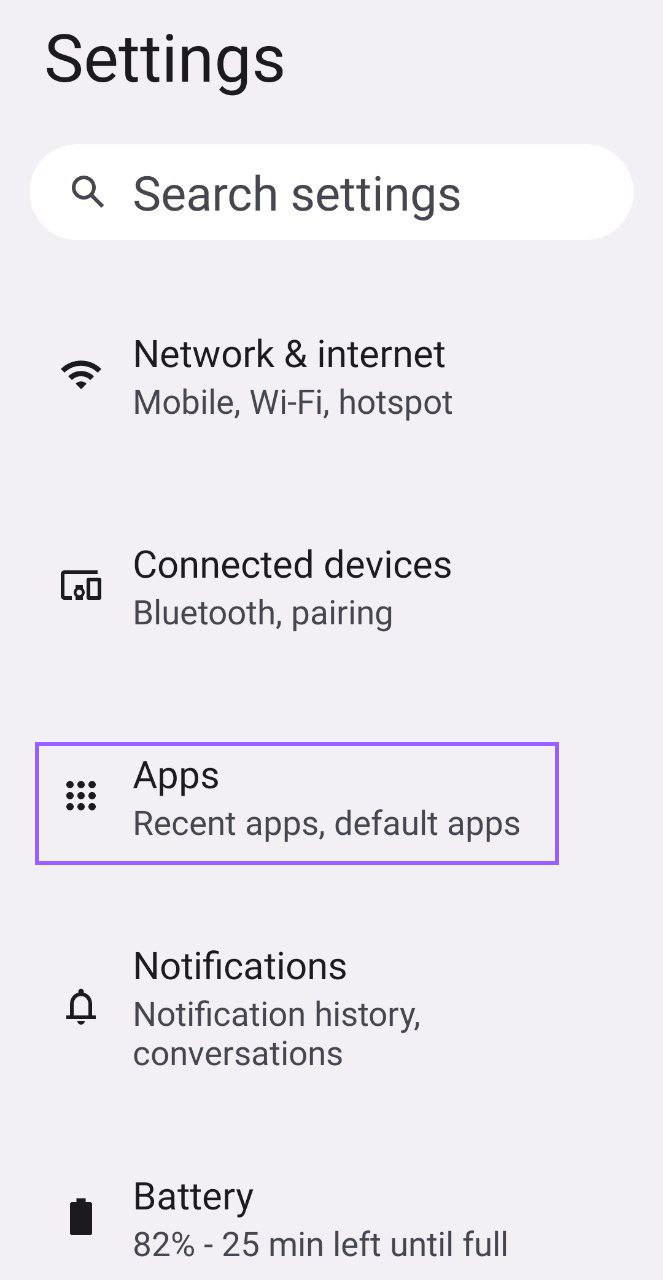 android settings