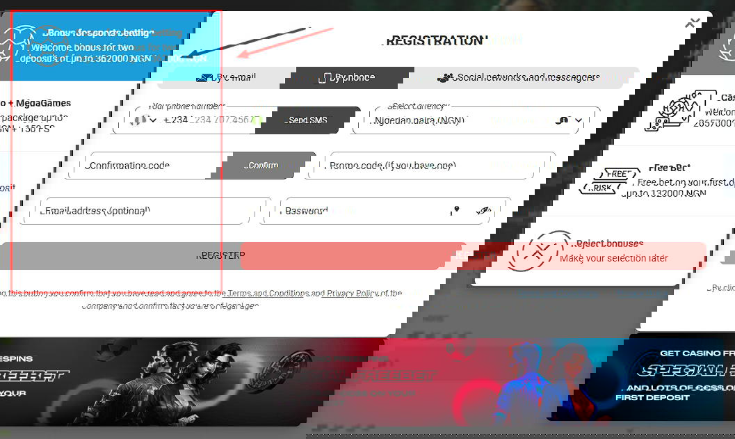 Megapari mobile registration page