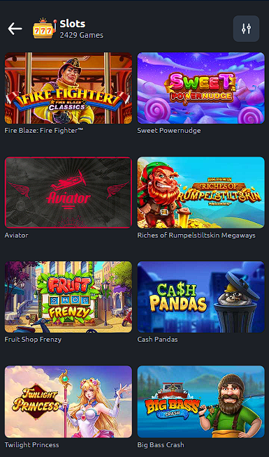 Slots category games on Betano