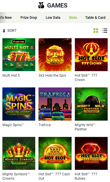 Slots category in betPawa