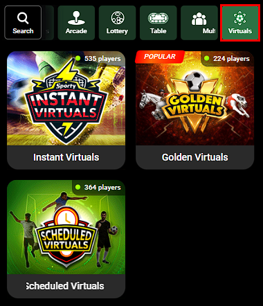 Virtuals games in SportyBet