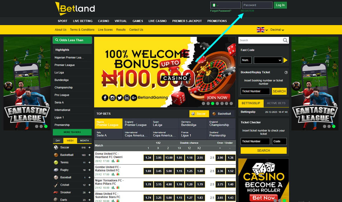 Betland registration nigeria