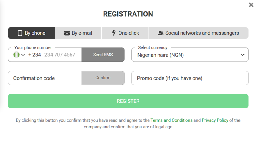 888starz registration by phone