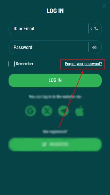 22Bet Forgot Password Button