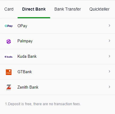 Deposit via Direct Bank in Sportybet