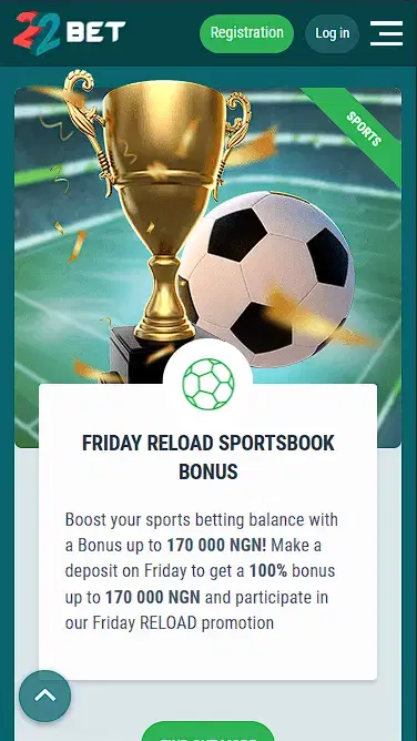 22bet Reload Bonus