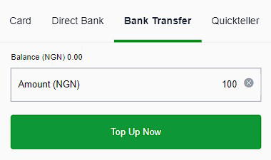 Deposit via Bank Transfer in Sportybet