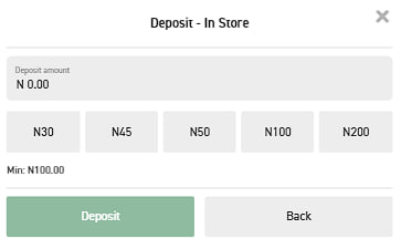 Deposit in store Afribet