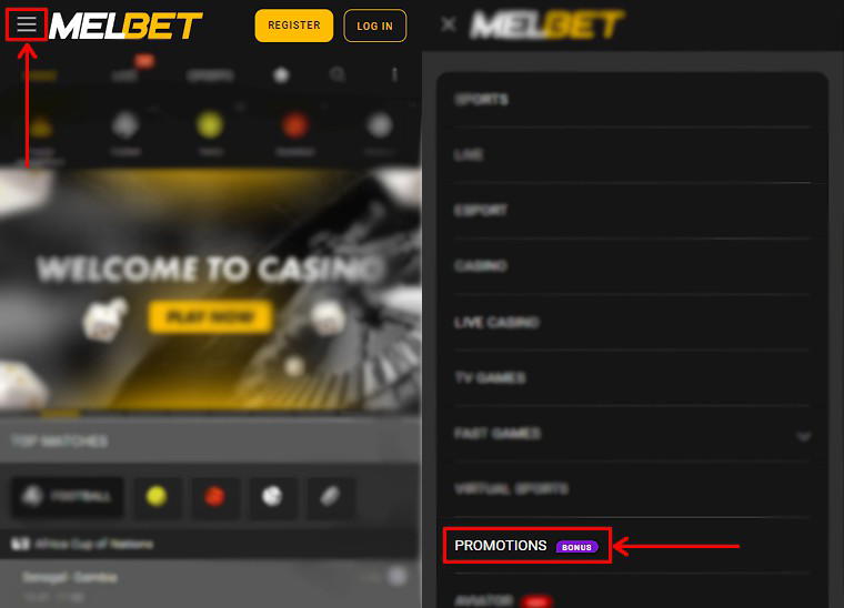 Promotions on Melbet site