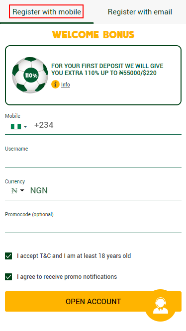 Registration on Wazobet with mobile