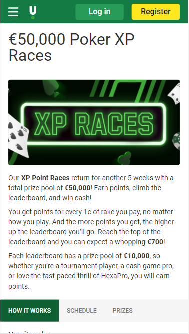 50 000 EUR Poker XP Races Bonus