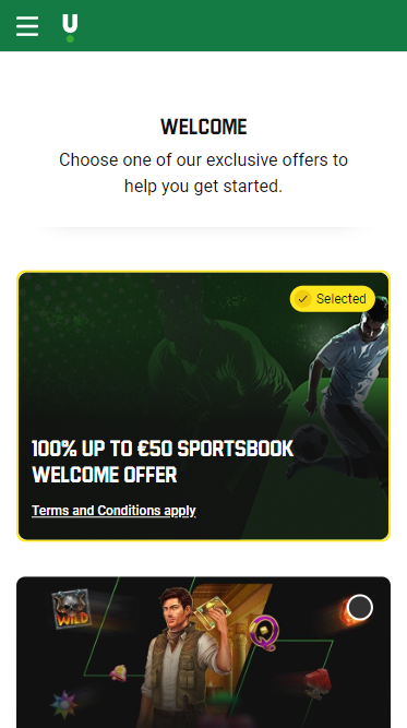 The second step of registration at Unibet