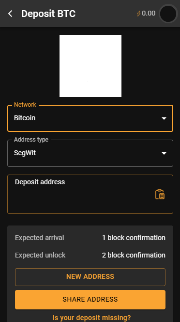 Deposit to Cloudbet account using Bitcoin