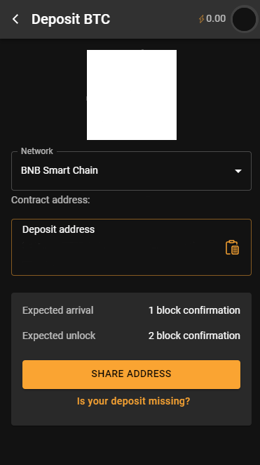 Deposit to Cloudbet account using BNB Smart Chain