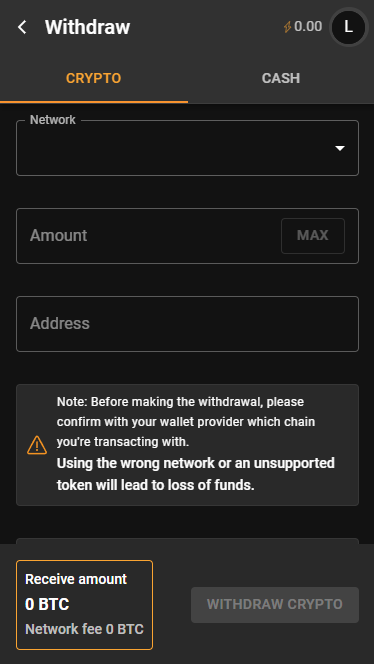 Withdrawing money using crypto