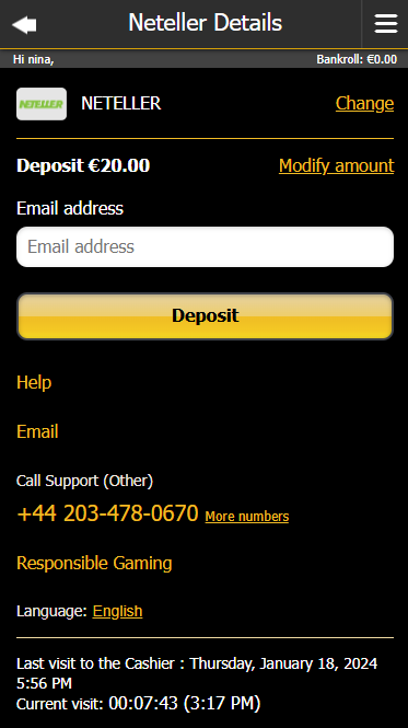 Deposit by Neteller