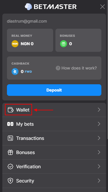 Betmaster Wallet