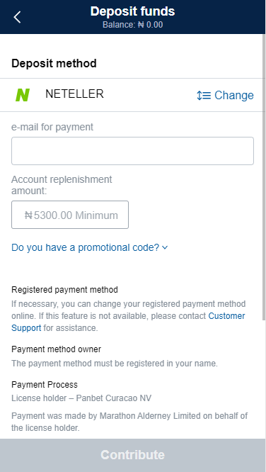Deposit with Neteller