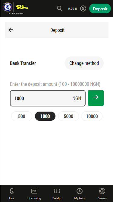 Deposit with Bank Transfer