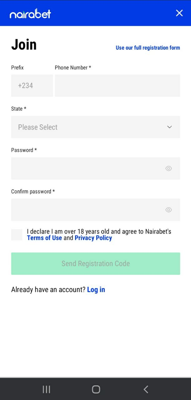 Nairabet registration