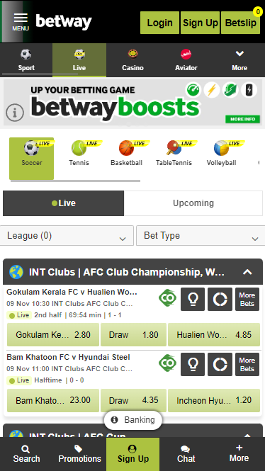 Betway Mobile version