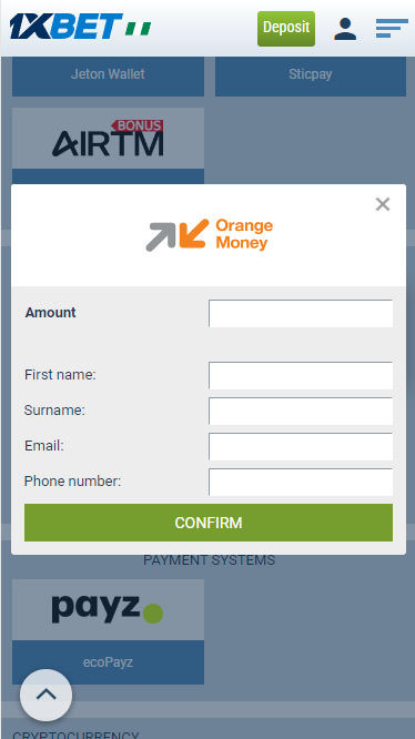 Deposit by Orange Money