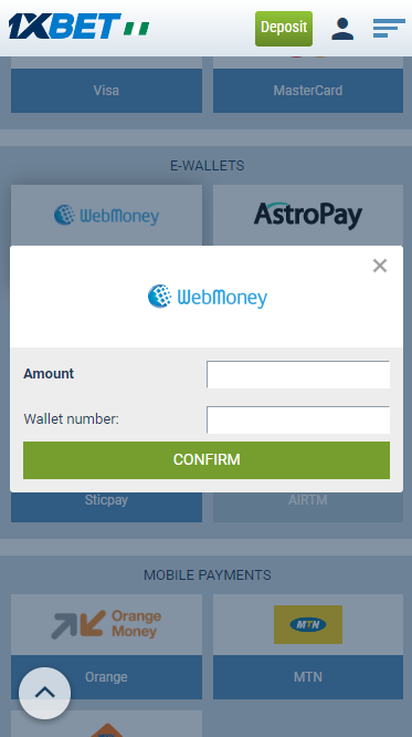 Withdrawal of winnings to WebMoney