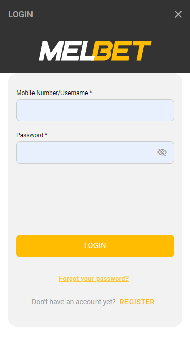 Melbet Autorisation form