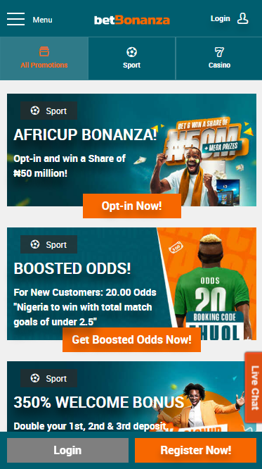 Bonus program in betBonanza app