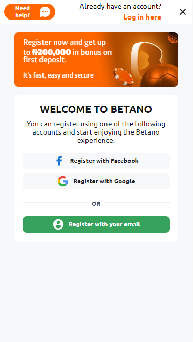 How to register on the Betano website