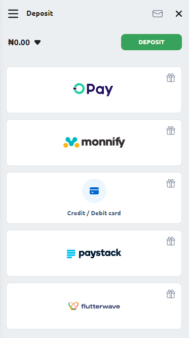 Payment methods on Betano