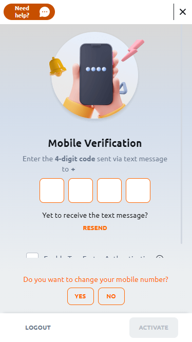 Mobile verification on Betano