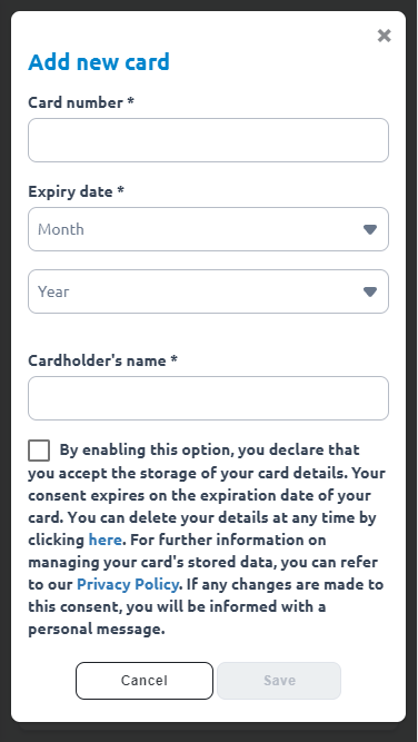 Making a deposit by credit / debit card