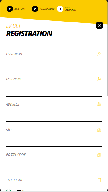 The second stage of registration at LV Bet