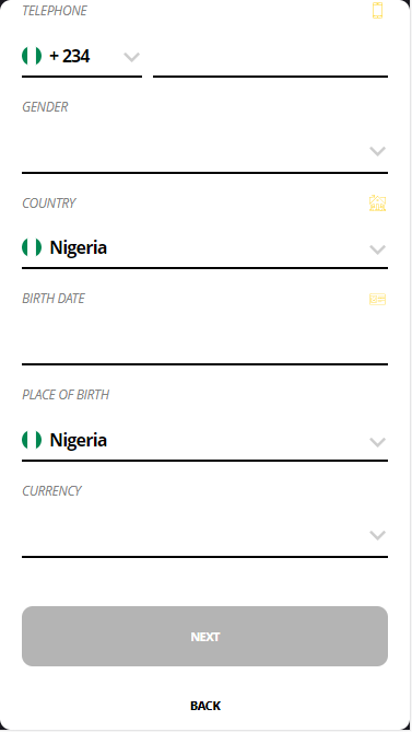 The second stage of registration at LV Bet