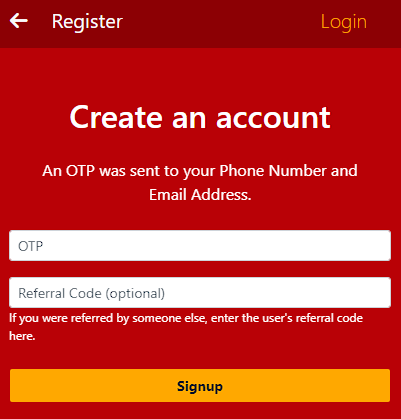 OTP and Referral code