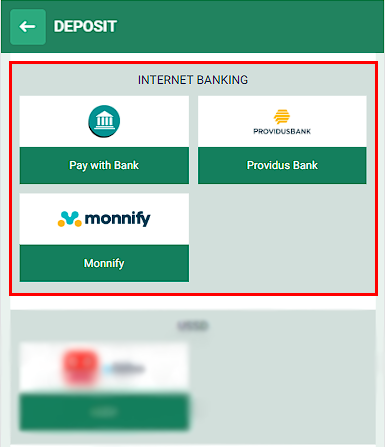 Deposit via Innternet Banking at Betwinner